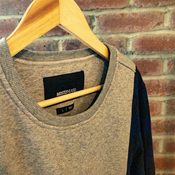 [MOSTLY HEARD] Plaid Sleeves Sweatshirt - Picture 3 of 7